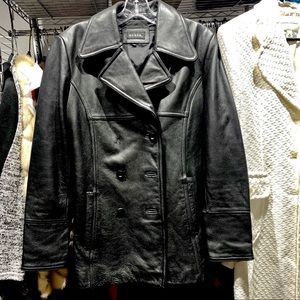 Guess Black Leather Coat